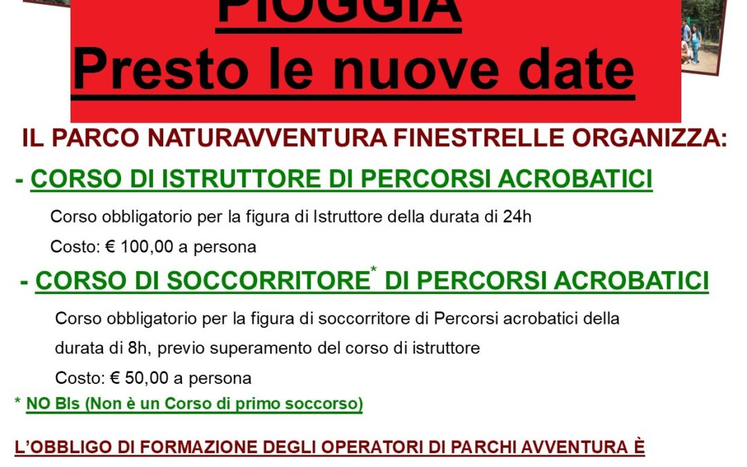 Corso istruttore e soccorritore di parco avventura